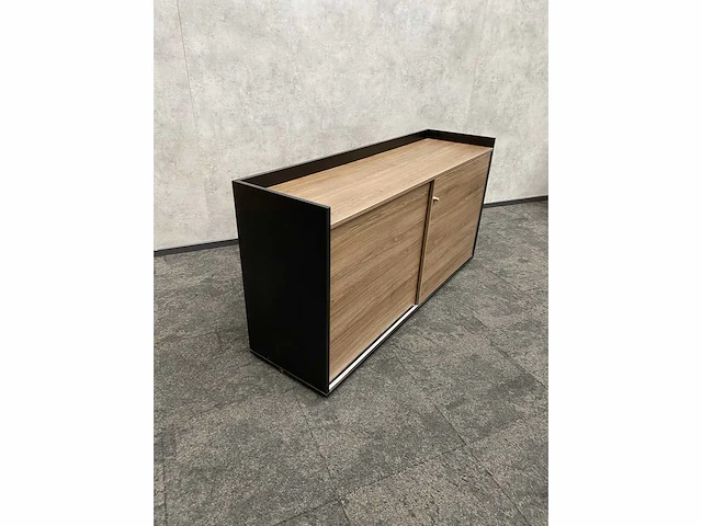 Houtlook schuifdeurkast - zwart/noten - 160cm - afbeelding 7 van  9