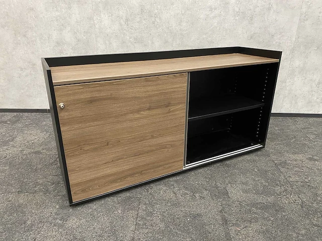 Houtlook schuifdeurkast - zwart/noten - 160cm - afbeelding 3 van  9