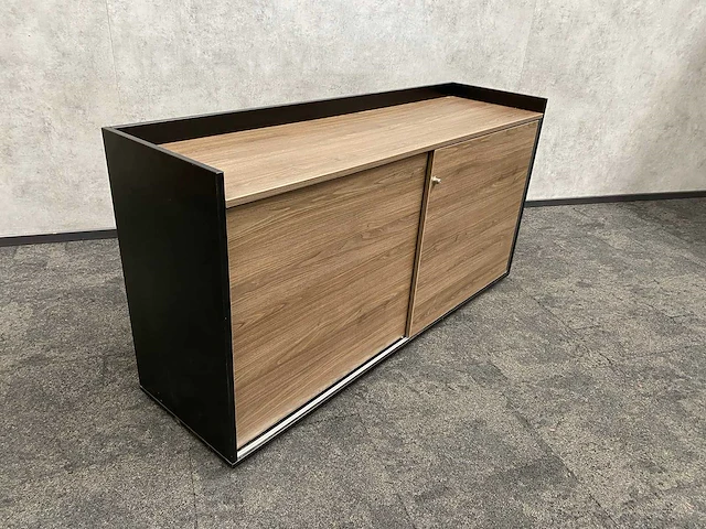 Houtlook schuifdeurkast - zwart/noten - 160cm - afbeelding 6 van  9