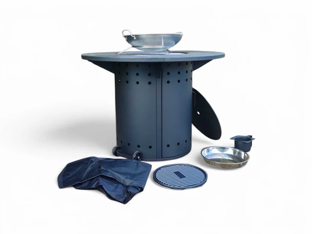 Houtskool ambience barbecue/vuurtafel - compleet met accessoires - afbeelding 4 van  10