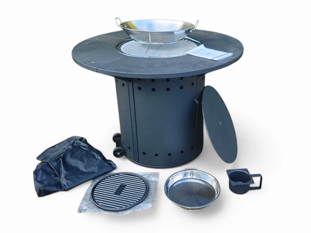 Houtskool ambience barbecue/vuurtafel - compleet met accessoires - afbeelding 6 van  10