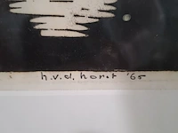 Houtsnede, h. van der horst, boks wedstrijd, 1965 - afbeelding 4 van  9