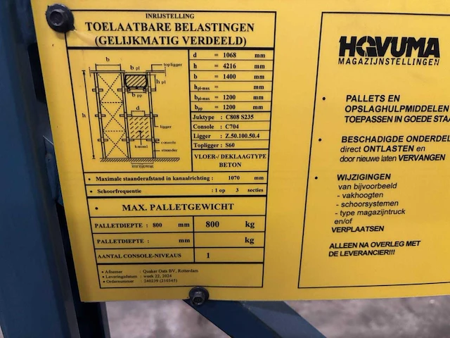 Hovuma - inrijstelling 108 europalletplaatsen - afbeelding 10 van  10