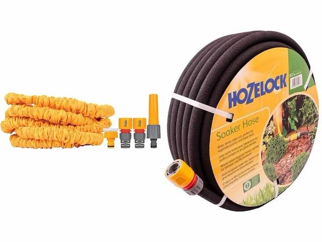 Hozelock superhoze uitrekbare slang 15 meter + hozelock druppelslang poreus 25 meter - afbeelding 1 van  2
