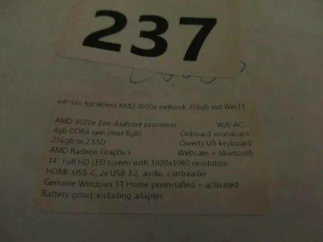 Hp - amd 3020e win11 256gb - netbook - afbeelding 5 van  5