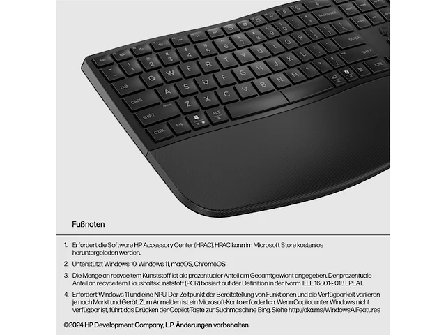 Hp 680 comfort - draadloos toetsenbord - microsoft copilot ai toets - azerty be - zwart - afbeelding 4 van  4
