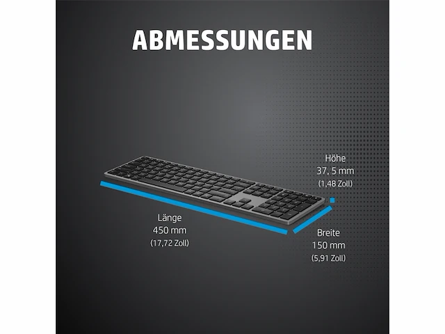 Hp 975 dualmode wireless keyboard azerty zwart - afbeelding 4 van  4