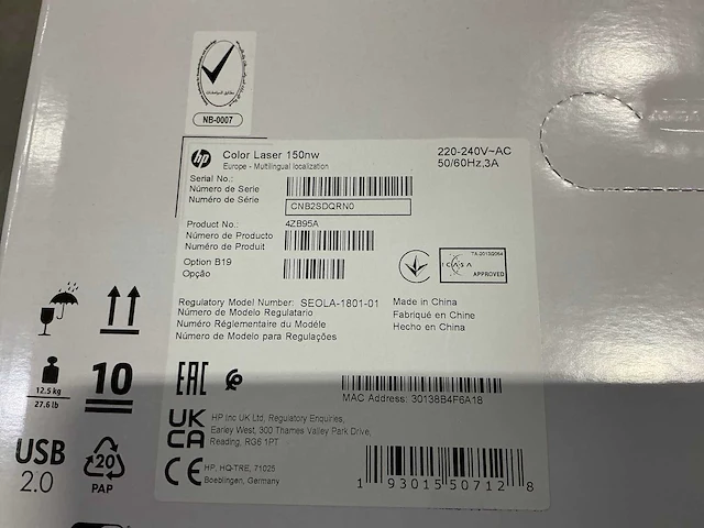 Hp color laser 150nw printer - afbeelding 2 van  2