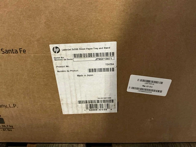 Hp color laserjet 2x550-sheet invoerlade met standaard - t3v29a - afbeelding 3 van  3