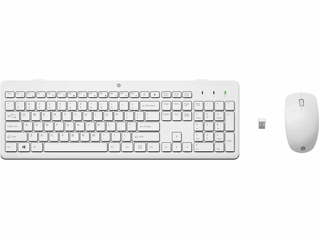 Hp draadloos toetsenbord en muis 230 qwerty wit - afbeelding 1 van  3