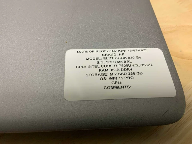 Hp elitebook 820 g4 laptop - afbeelding 2 van  8