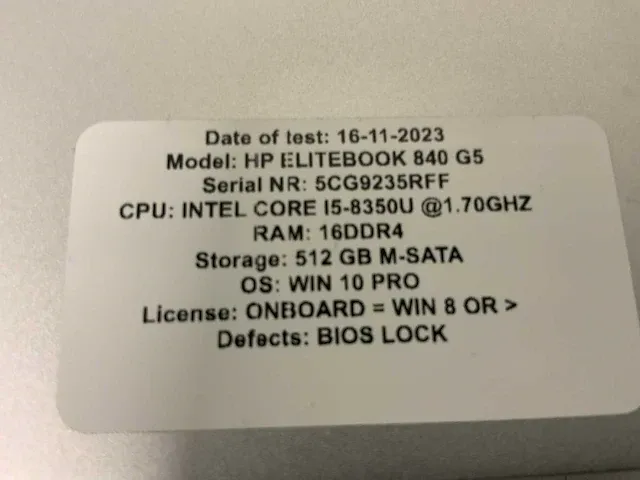 Hp elitebook 840 g5 (i5-gen8) laptop (3x) - afbeelding 3 van  11