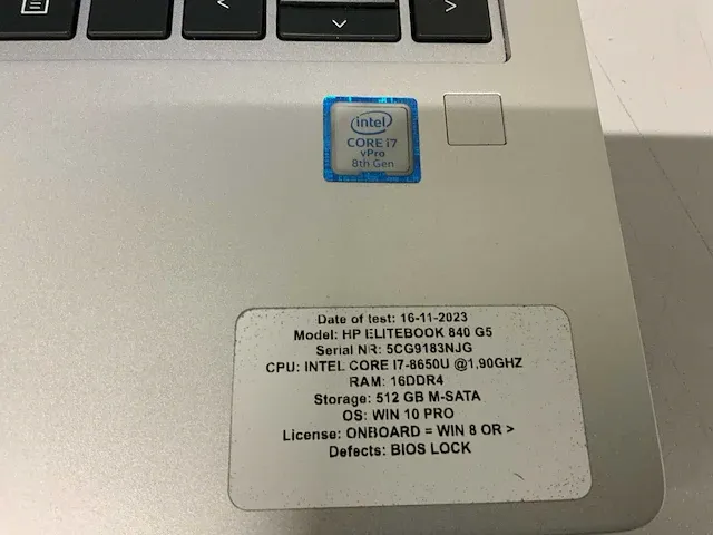 Hp elitebook 840 g5 (i7-gen8) laptop (2x) - afbeelding 3 van  9