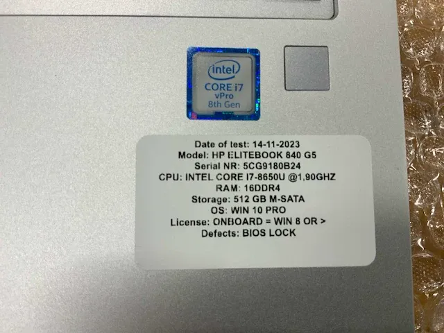 Hp elitebook 840 g5 (i7-gen8) laptop (2x) - afbeelding 9 van  9