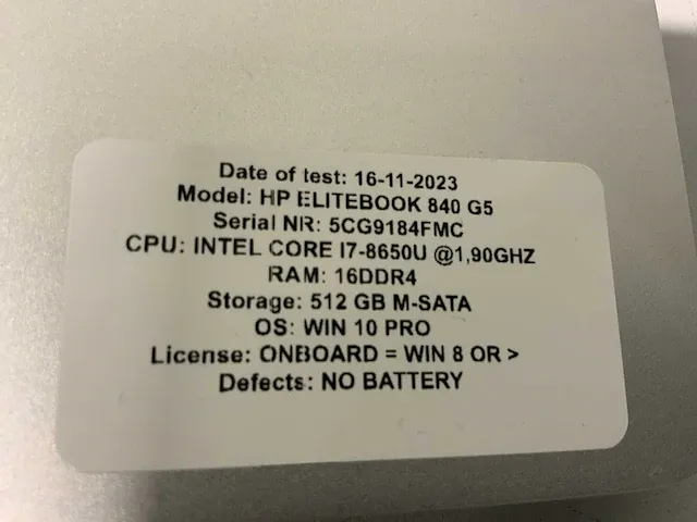 Hp elitebook 840 g5 (i7-gen8) laptop (3x) - afbeelding 3 van  11