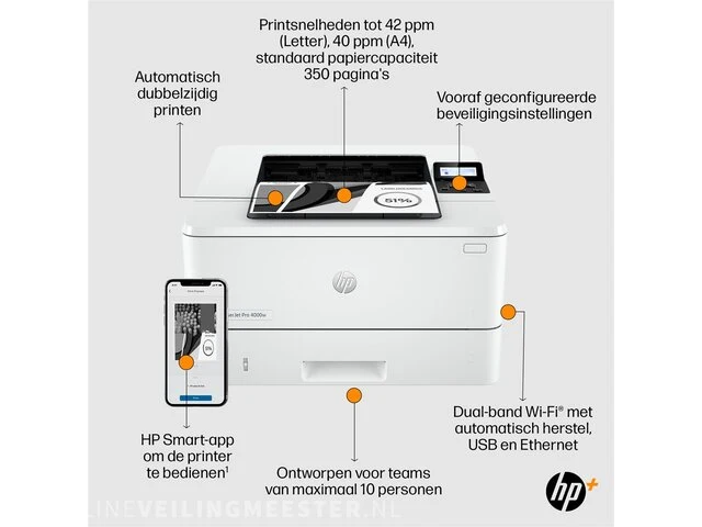 Hp laserjet pro 4002dwe laserprinter (zwart/wit) - afbeelding 3 van  4