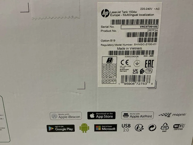 Hp laserjet tank 1504w printer - afbeelding 2 van  2