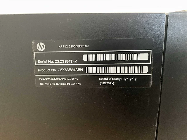 Hp pro 3500 mt desktop - afbeelding 2 van  3
