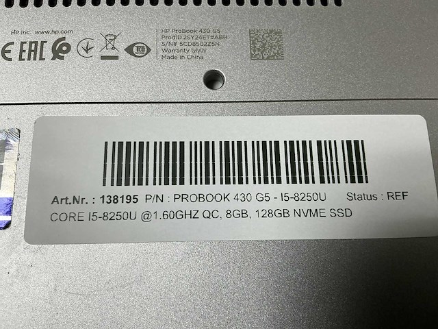 Hp probook 430 g5 - i5-8250u laptop - afbeelding 3 van  4