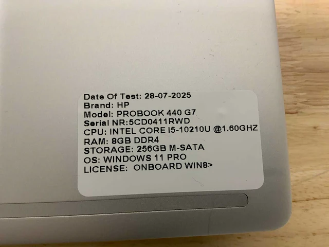 Hp probook 440 g7(i5-gen10) laptop (2x) - afbeelding 7 van  8