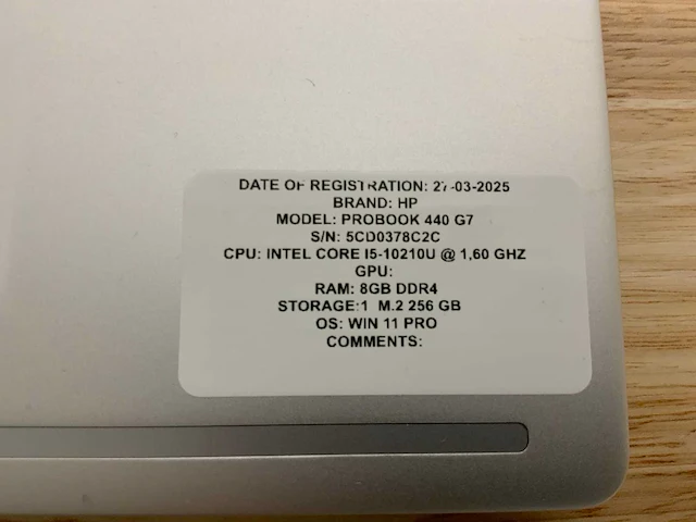 Hp probook 440 g7(i5-gen10) laptop - afbeelding 8 van  8