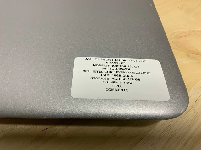 Hp probook 450 g4 laptop - afbeelding 2 van  9