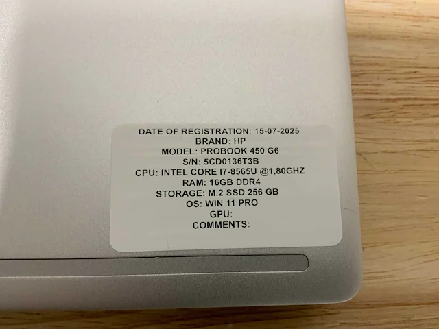 Hp probook 450 g6(i7) laptop - afbeelding 7 van  8