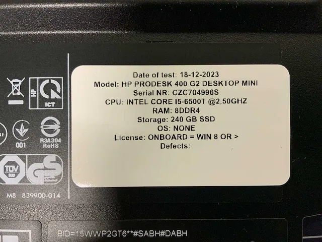 Hp prodesk 400 g2 mini desktop desktop (10x) - afbeelding 2 van  15