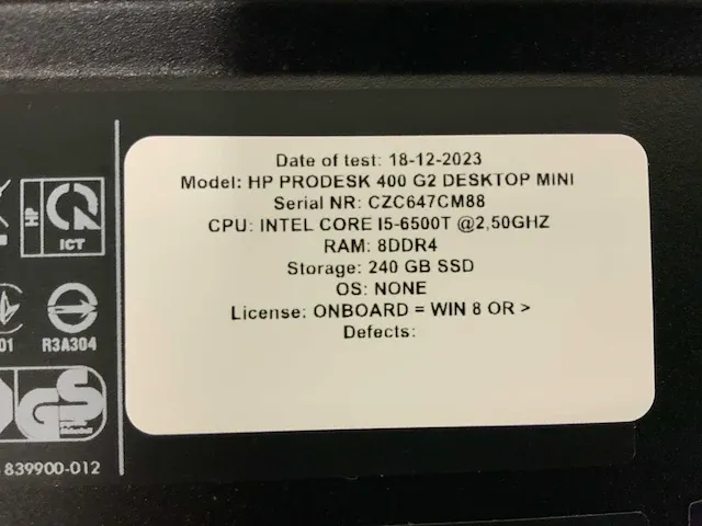 Hp prodesk 400 g2 mini desktop desktop (10x) - afbeelding 3 van  15