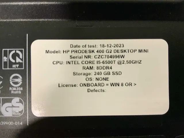 Hp prodesk 400 g2 mini desktop desktop (10x) - afbeelding 4 van  15