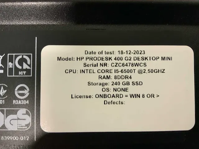 Hp prodesk 400 g2 mini desktop desktop (10x) - afbeelding 5 van  15