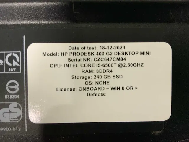 Hp prodesk 400 g2 mini desktop desktop (10x) - afbeelding 6 van  15