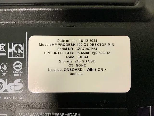 Hp prodesk 400 g2 mini desktop desktop (10x) - afbeelding 13 van  15