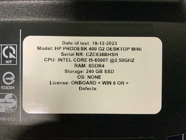 Hp prodesk 400 g2 mini desktop desktop (10x) - afbeelding 14 van  15
