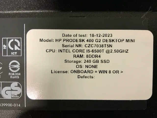Hp prodesk 400 g2 mini desktop desktop (10x) - afbeelding 15 van  15