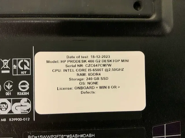 Hp prodesk 400 g2 mini desktop desktop (10x) - afbeelding 5 van  15