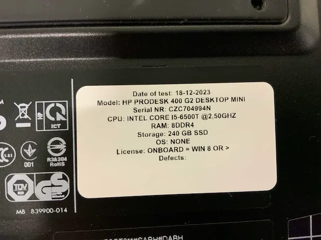 Hp prodesk 400 g2 mini desktop desktop (10x) - afbeelding 7 van  15