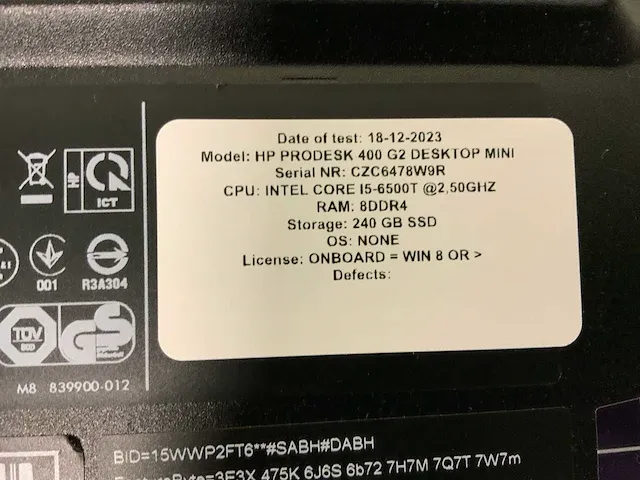 Hp prodesk 400 g2 mini desktop desktop (10x) - afbeelding 14 van  15