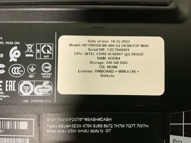 Hp prodesk 400 g2 mini desktop desktop (10x) - afbeelding 15 van  15