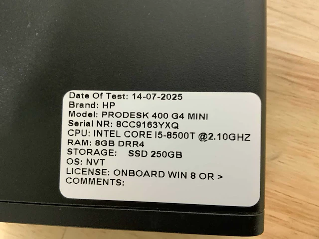 Hp prodesk 400 g4 mini desktop (4x) - afbeelding 8 van  8