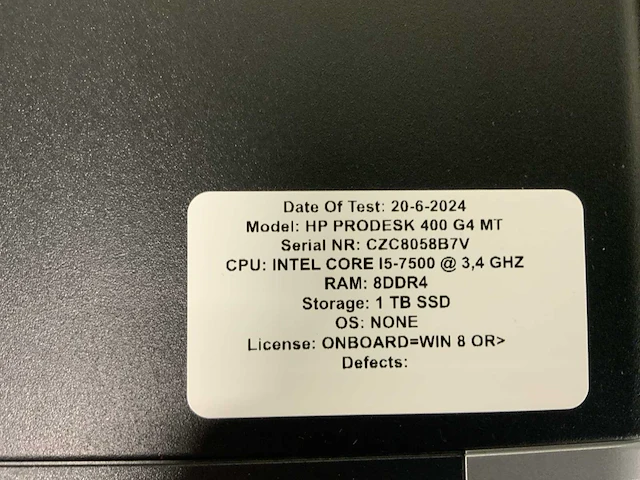 Hp prodesk 400 g4 mt 4x/ 600 g3 mt 1x desktop (5x) - afbeelding 3 van  7