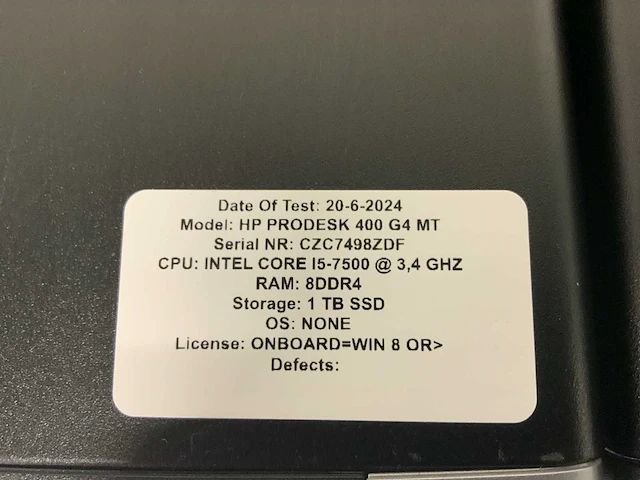 Hp prodesk 400 g4 mt 4x/ 600 g3 mt 1x desktop (5x) - afbeelding 7 van  7