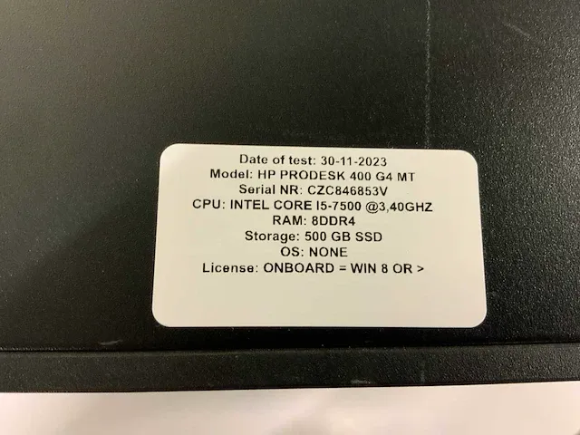 Hp prodesk 400 g4 mt desktop (5x) - afbeelding 8 van  11