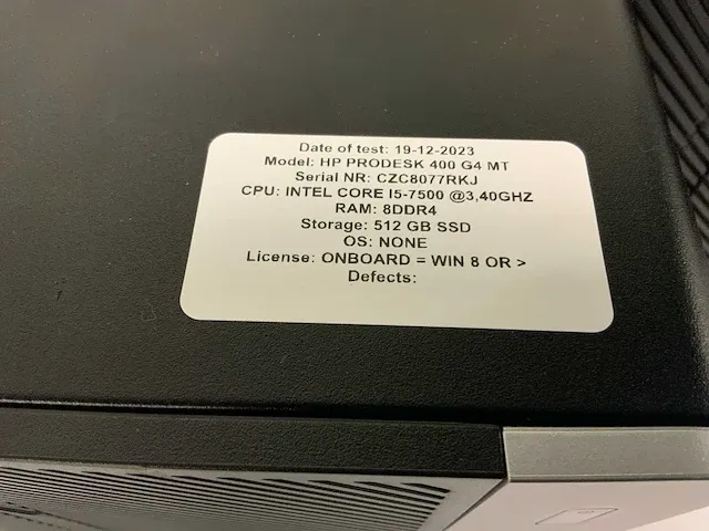 Hp prodesk 400 g4 mt desktop (5x) - afbeelding 9 van  11