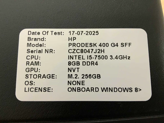 Hp prodesk 400 g4 ssf desktop (4x) - afbeelding 6 van  9