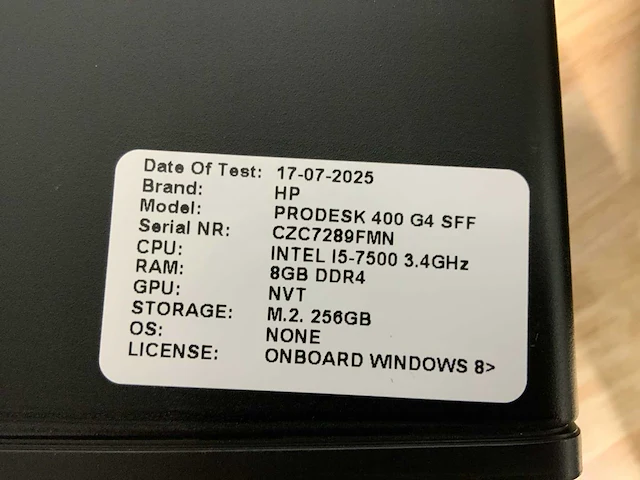 Hp prodesk 400 g4 ssf desktop (4x) - afbeelding 8 van  9