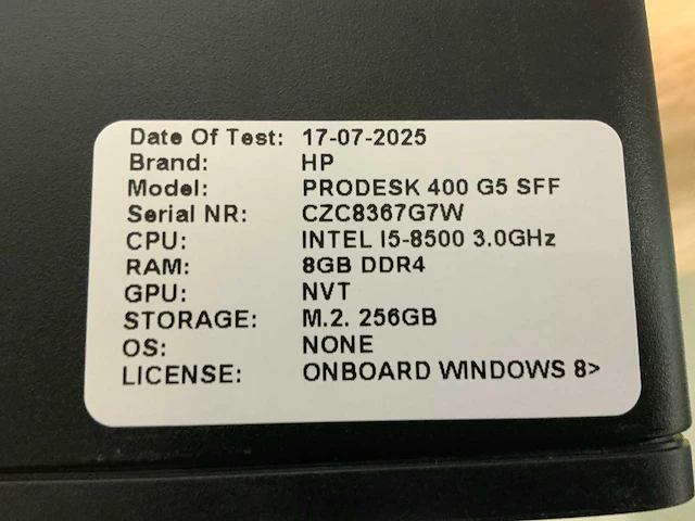 Hp prodesk 400 g5 ssf desktop (4x) - afbeelding 6 van  8