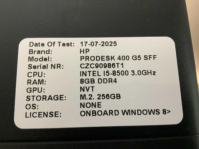 Hp prodesk 400 g5 ssf desktop (4x) - afbeelding 7 van  8