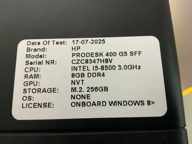 Hp prodesk 400 g5 ssf desktop (4x) - afbeelding 8 van  8