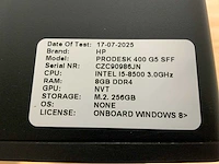 Hp prodesk 400 g5 ssf desktop (4x) - afbeelding 5 van  8